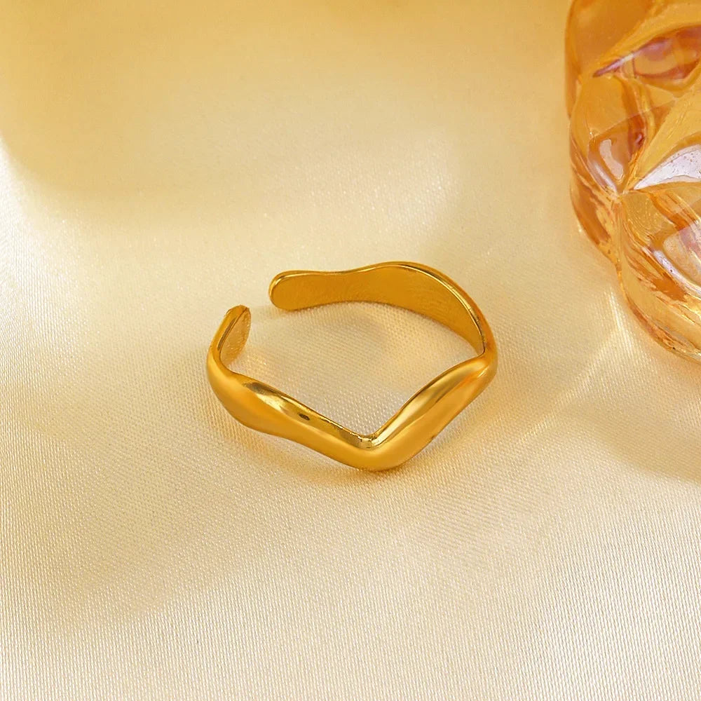 LATS Edelstahl-Ringe in Goldfarbe für Damen und Herren, 2024, farbecht, beliebt, Party, personalisierbar, übertriebener Charms, Schmuck, Geschenke