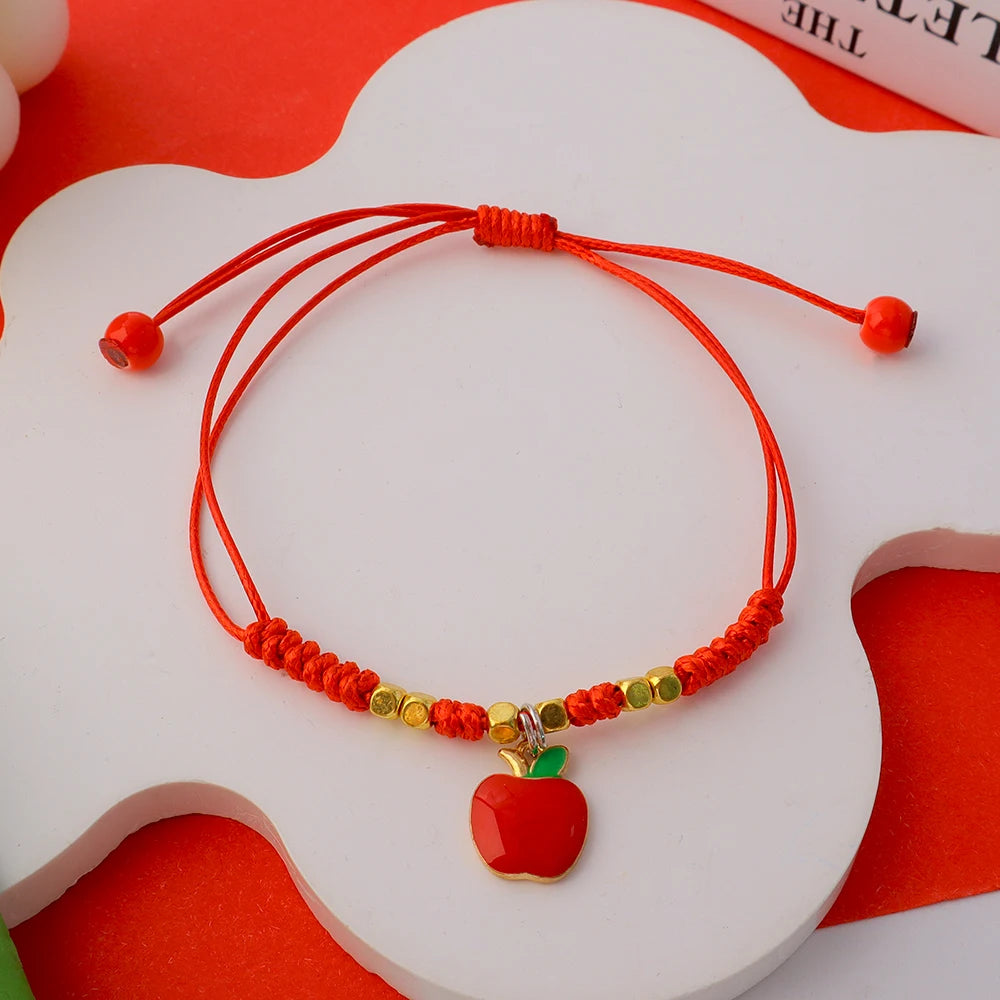 Süße Erdbeere Kirsche geflochtene Handschnur DIY verstellbare rote Seil Armbänder für Mädchen Mode Accessoires Geschenke Schmuck