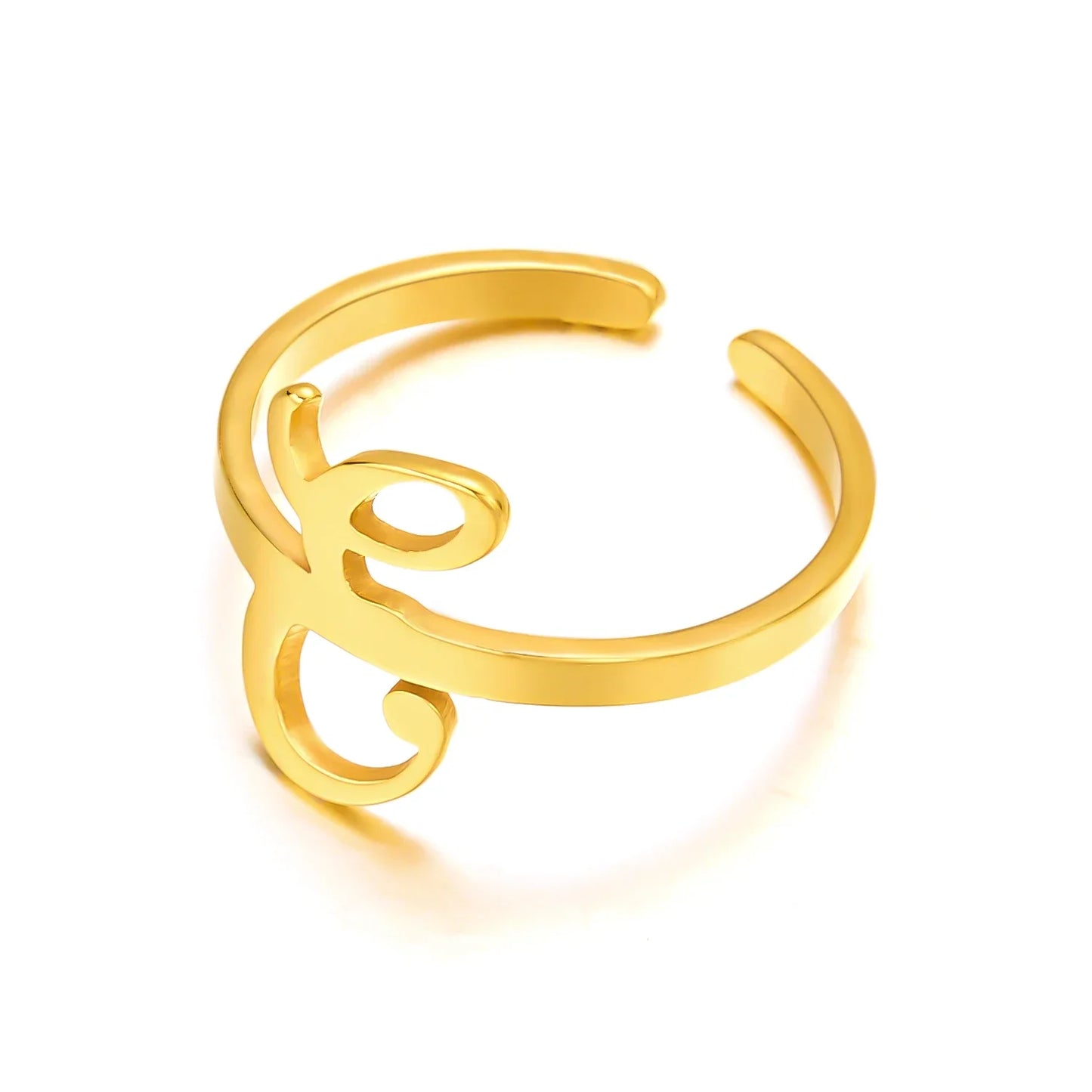 Ringe mit Anfangsbuchstaben für Damen, goldfarben, Edelstahl, A-Z, Buchstabe, verstellbarer Ring, ästhetisch, Hochzeit, Weihnachten, Schmuck, Geschenk
