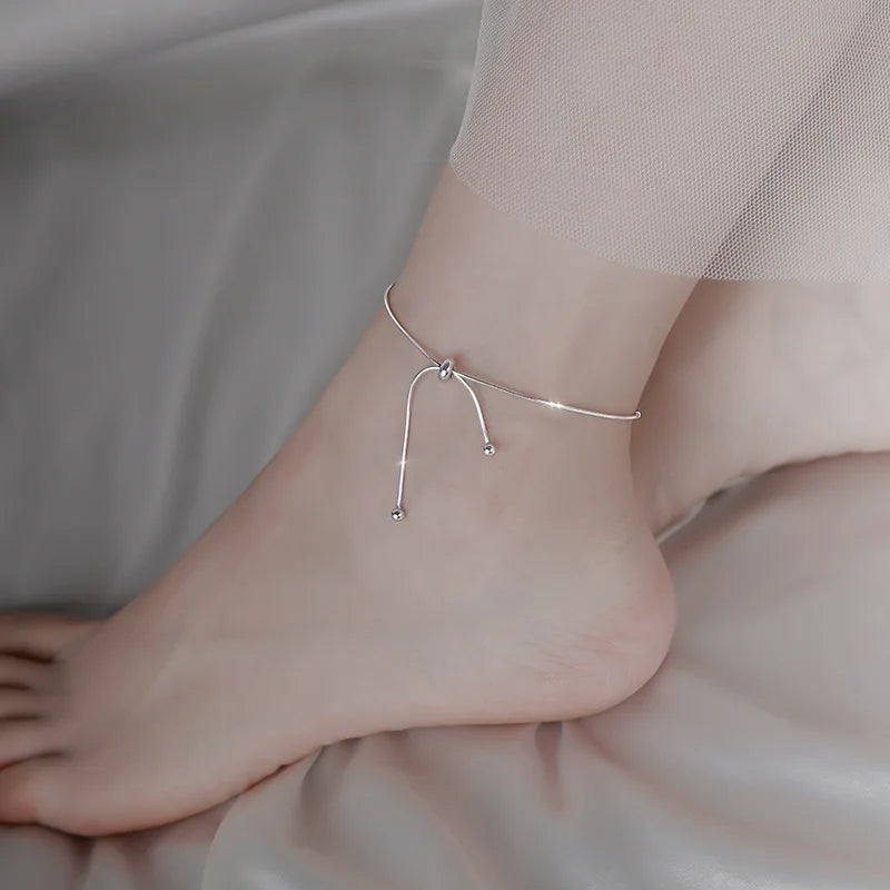 Fußkettchen aus 925er-Sterlingsilber, schillernde Kette, klare CZ, geometrisch, elegant, für Frau und Mädchen, Modeschmuck, Geschenk, Dropship-Großhandel