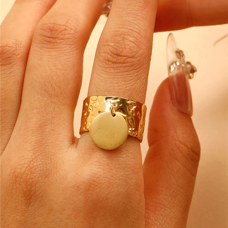Mode Meer Tier Anhänger Ring für Frauen Runde Geometrische Joint Schmuck Mädchen Urlaub Edelstahl Charme Ringe Großhandel