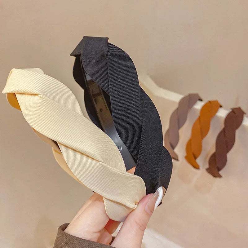 Retro-Stirnband mit breitem Rand, gedreht, für Damen, elegantes Haarband mit Waschgesicht, modisches Mädchen-Haar-Accessoire
