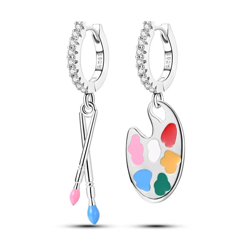 Heißer Verkauf Mode 925 Silber Farbe Ohrringe Blau Zirkon Sterne Mond Unregelmäßigkeit Ohrringe Für Frau Feine Geburtstag Schmuck Geschenke
