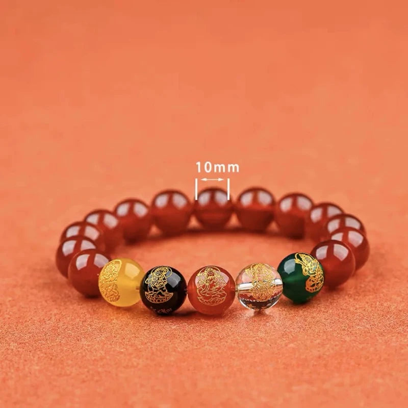 Fünf-Wege-Gott des Reichtums, handgefertigtes Zinnober-Perlenarmband, Transfer-Glücksbringer, Sternzeichen-Schmuck für Männer und Frauen, Eröffnungsglücksgeschenk