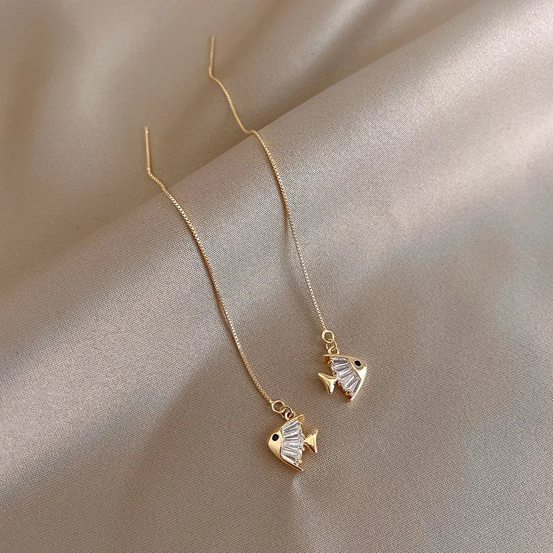 Einfache Geometrische Platz Tropfen Ohrring Für Frauen Koreanische Mode Gold-farbe Linie Lange Quaste Baumeln Ohrringe Partei Schmuck Geschenk