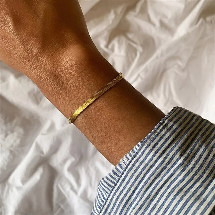 Klinge Kette Fußkettchen für Frauen Gold Farbe Armband auf Die Bein Edelstahl Schlange Ketten Mode Strand Zubehör Schmuck C046