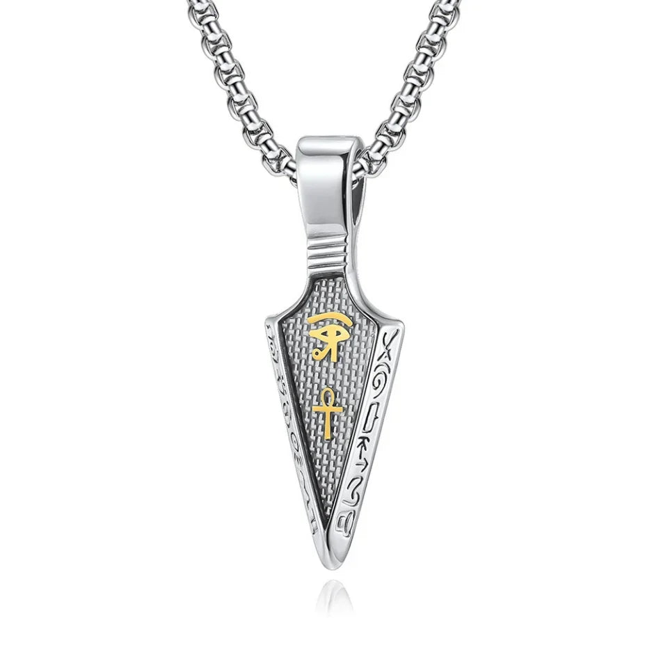 Männer Edelstahl Ankh Kreuz Speerspitze Anhänger Halsketten Mode Vintage Auge des Horus Halskette Punk Amulett Schmuck Großhandel