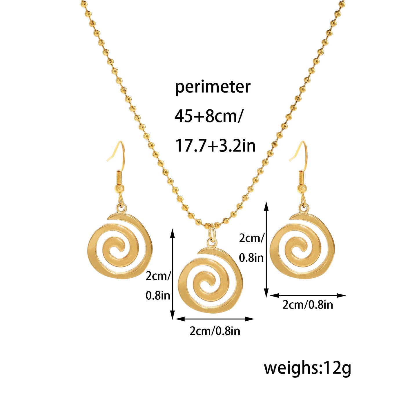 Sonnen-Halskette, Ohrringe, Set für Damen, Edelstahl, Goldkette, Feuer-Anhänger, Schmuck, Geschenk, hypoallergen, für den täglichen Gebrauch