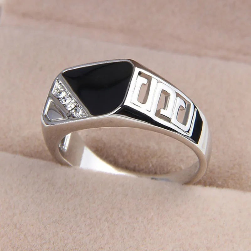 Klassische Ring Herren Ringe Punk Schwarz Quadrat Mode Herren Ring Oberfläche Muster Mode Ringe für Männer Gold Farbe Schmuck Großhandel