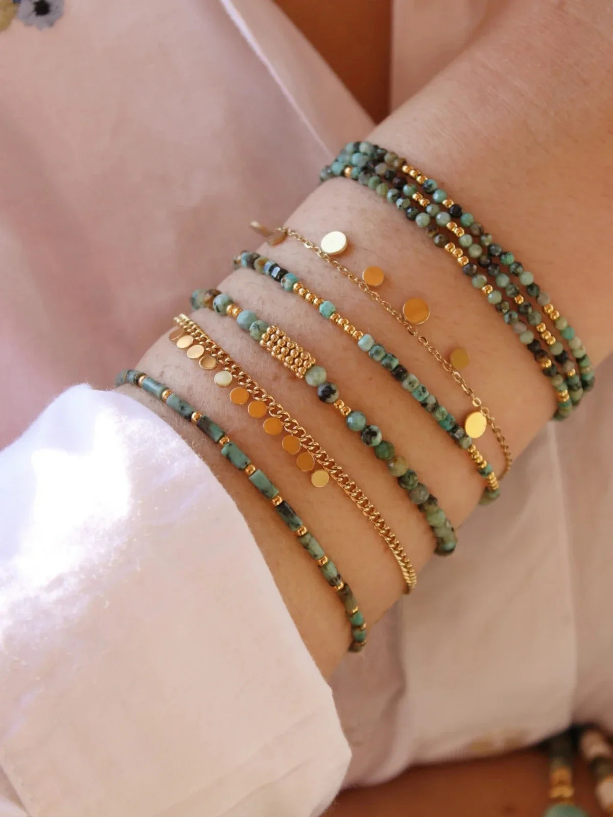 CCGOOD Natürliche türkisfarbene Armbänder für Frauen, Boho, verstellbares Schmuckarmband, Geschenk für Sie, Pulseras, 3 mm, 4 mm, handgefertigter Schmuck