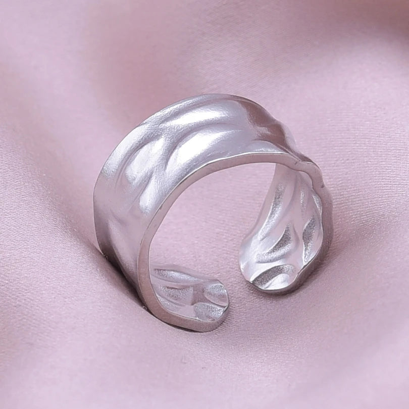 1/2/3 stücke mischen Farbe klobigen breiten Ring offene Edelstahl ringe für Frauen Männer Accessoires unregelmäßige Oberfläche kpop Modeschmuck