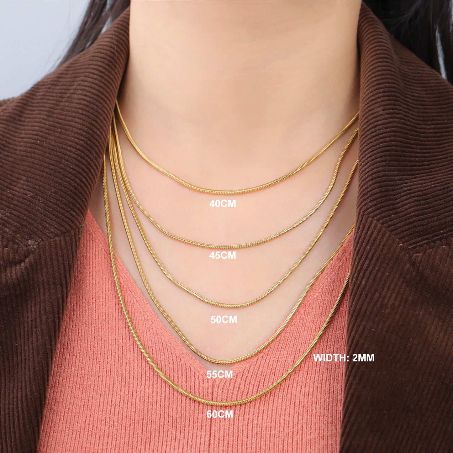 Skyrim Edelstahl Gold Farbe Runde Schlange Kette Halskette Frauen Männer Lange Hals Ketten Trendy Punk Schmuck Geschenk Großhandel