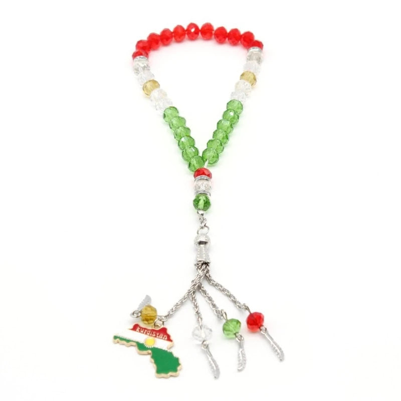 Kurdistan Karte Flagge Armband für Frauen Männer Charme 33 Perlen Rosenkranz Armbänder ethnischen Stil Gebet religiösen Schmuck Geschenk