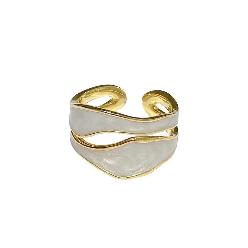 Retro Gold Farbe Doppel Öl Tropf Offene Ringe für Frauen Luxus Unregelmäßige Einstellbare Finger Ring 2025, Neue Trendy Hochzeit Schmuck