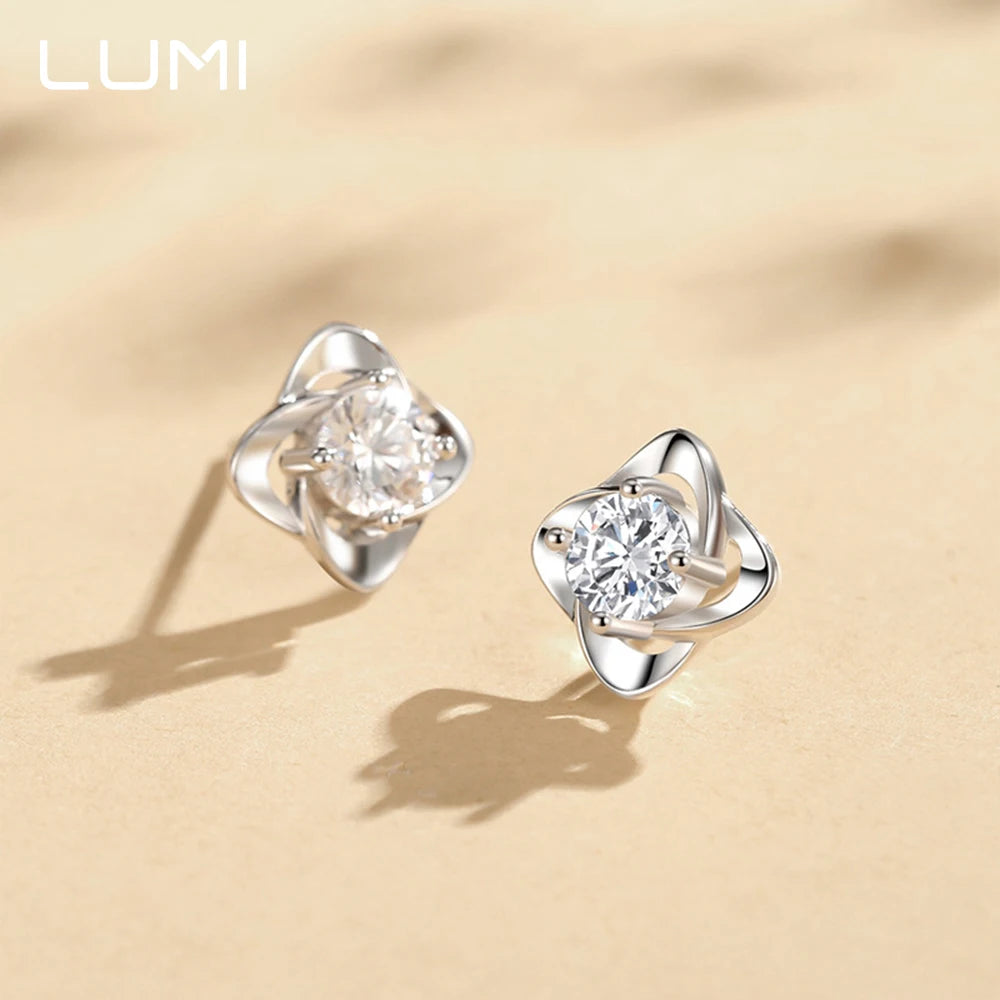 0,5–1 Karat glückliche vierblättrige Kleeblatt-Moissanit-Damen-Ohrstecker – hypoallergener 925er-Sterlingsilber-Edelschmuck, Jubiläums-Gi
