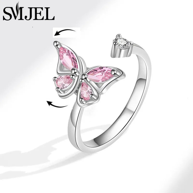 Neue Sonnenblume Angst Ring Fidget Spinner Ringe für Frauen Nette Schmetterling Kolibri Charms Finger Ring Anti Stress Drehen Geschenke
