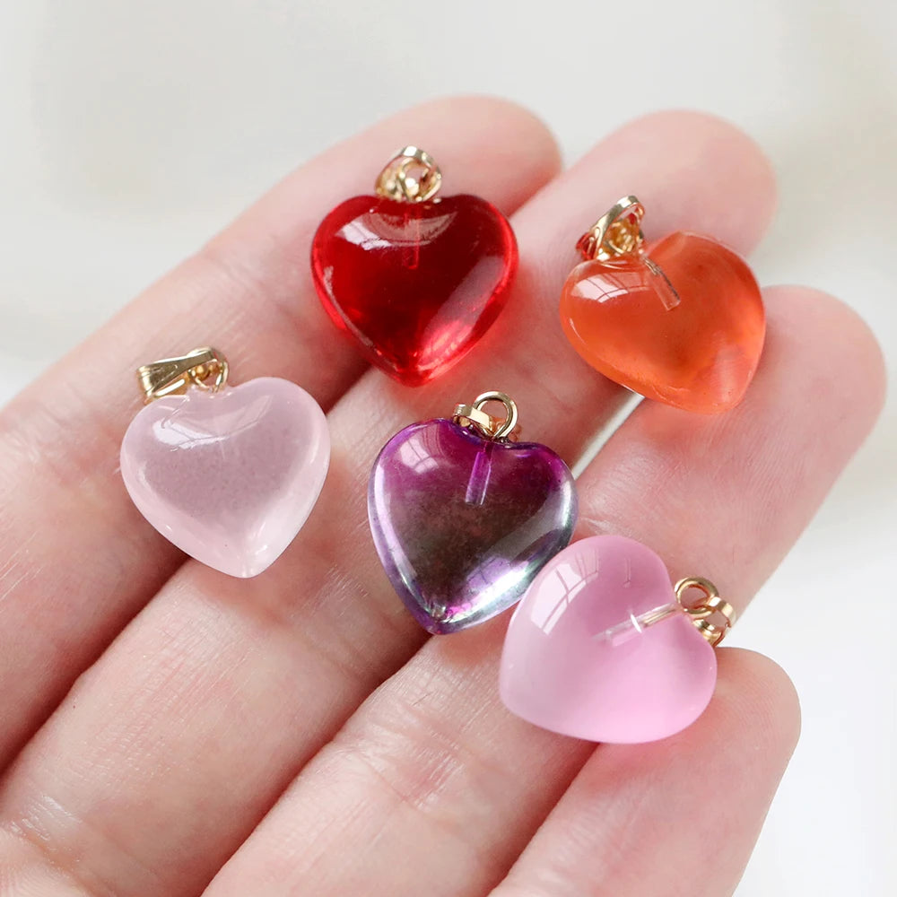 10 Teile/los Tschechische Lampwork Kristall Glas Herz Perlen Charms anhänger DIY Handgemachten Schmuck Machen Halsketten Ohrringe Zubehör