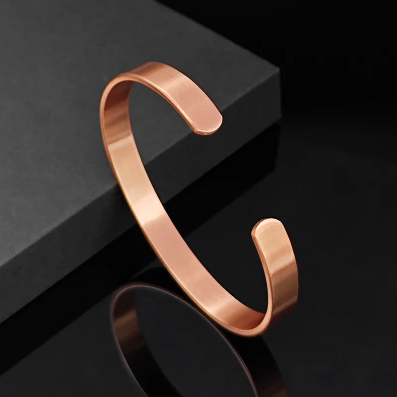 Einfache Schmuck-Set Reinem Kupfer Armband Ringe Manschette Magnetische Armreifen Für Frauen Männer Arthritis Gesundheit Solide Kupfer Schmuck