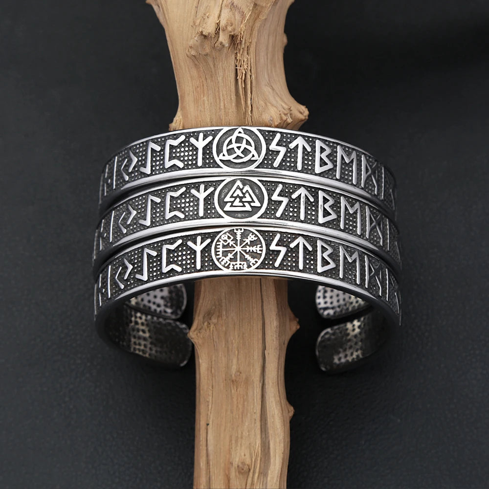 Vintage Nordic Vikings Kompass Armband 316L Edelstahl Viking Runen Manschette Armreifen Für Männer Frauen Mode Amulett Schmuck Geschenk