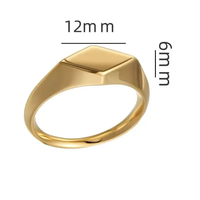 Mode Gold Farbe Ring Geometrische Edelstahl Glatte Paar Ringe Einfachheit Student Party Schmuck Geschenk