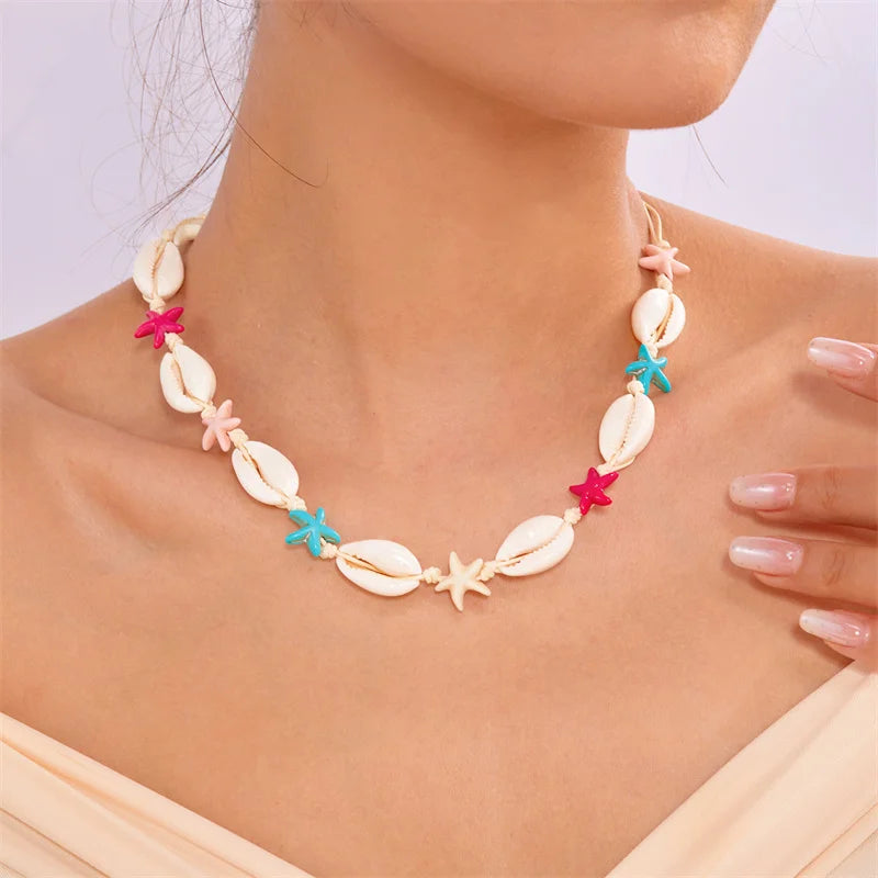 Böhmen Seestern Shell Schmuck-Set Für Frauen Sand Strand Hand Woven Halskette Armband Weibliche Party Bankett Schmuck Zubehör