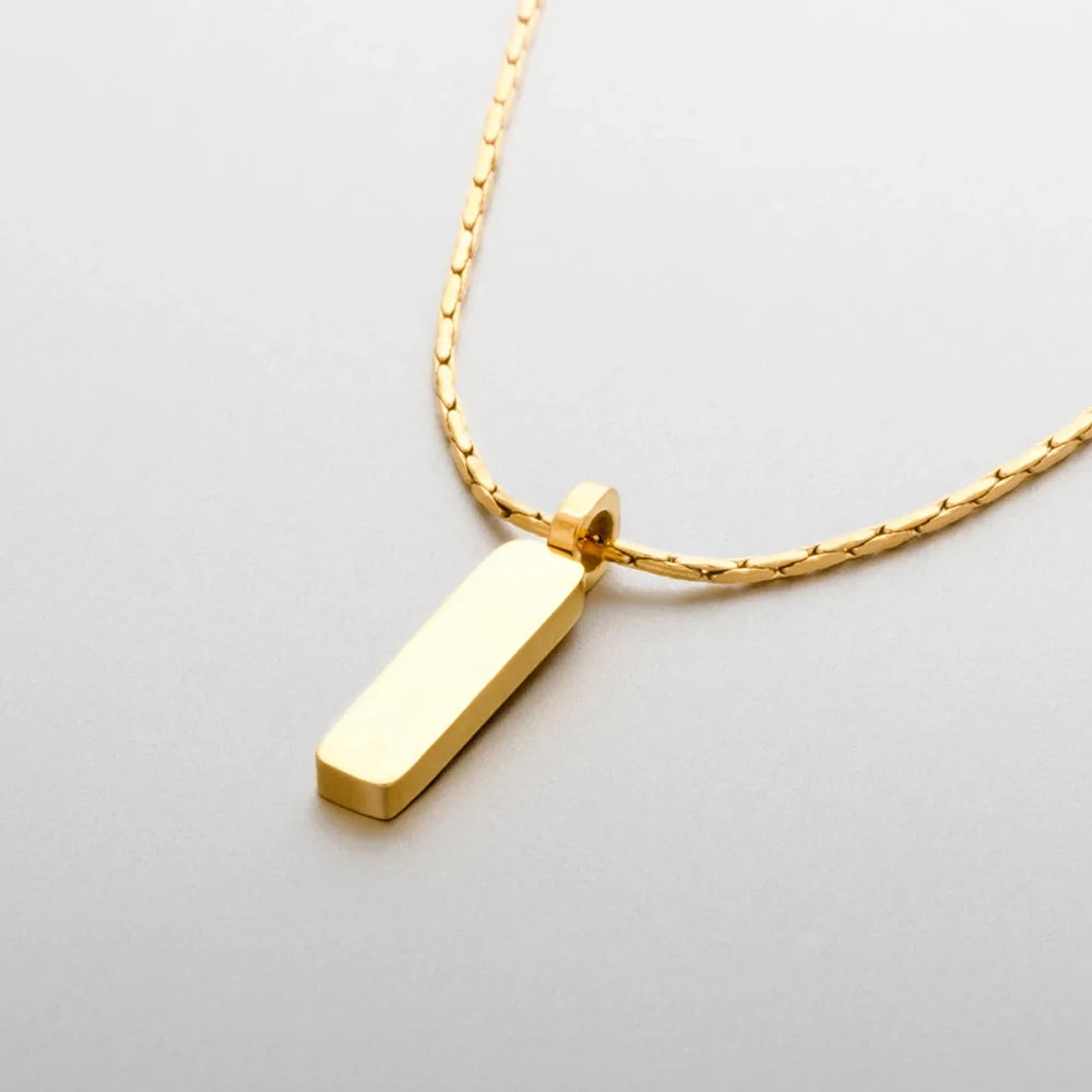 ELANDIS Herren-Halskette aus Edelstahl, wasserdicht, 1 mm, Drahtkette, quadratisch, Anhänger, Halskette in Weißgold, feines Zubehör