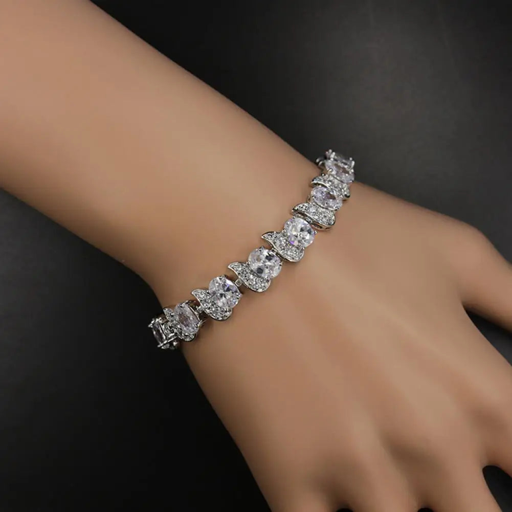 Damen-Armband, Blatt-Charm, elegant, klassisch, verstellbar, blauer Strassstein, eingebettetes Damen-Armband, Modeschmuck