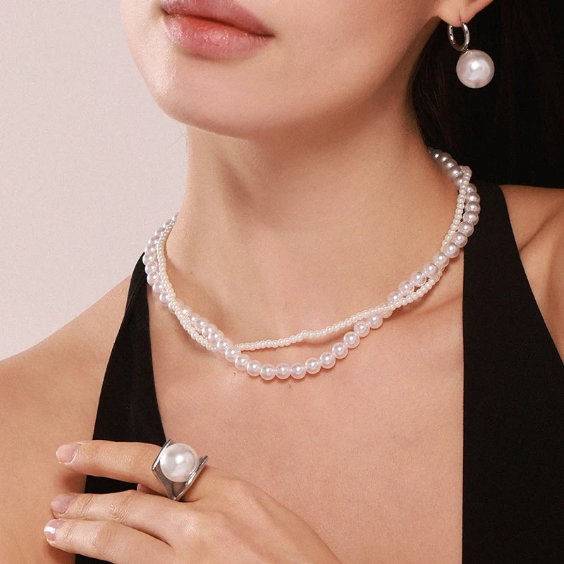 Liora Premium Simulierte Perle Edelstahl Halskette Ringe Baumeln Ohrringe Für Frauen Hypoallergen Frauen Schmuck Sets Geschenke