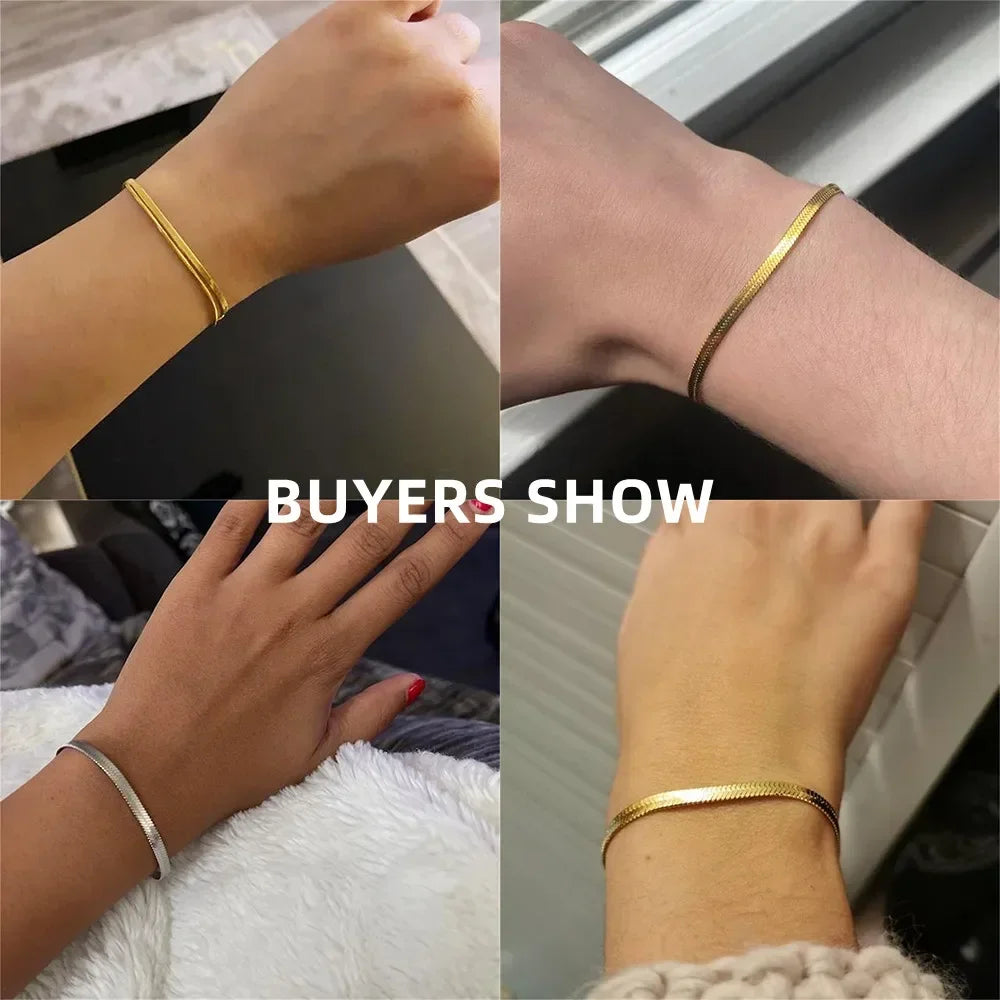 Mode Edelstahl Schlangenkette Armband für Frauen Männer Gold Silber Farbe Klassische Kette Armbänder Schmuck Weihnachtsgeschenk