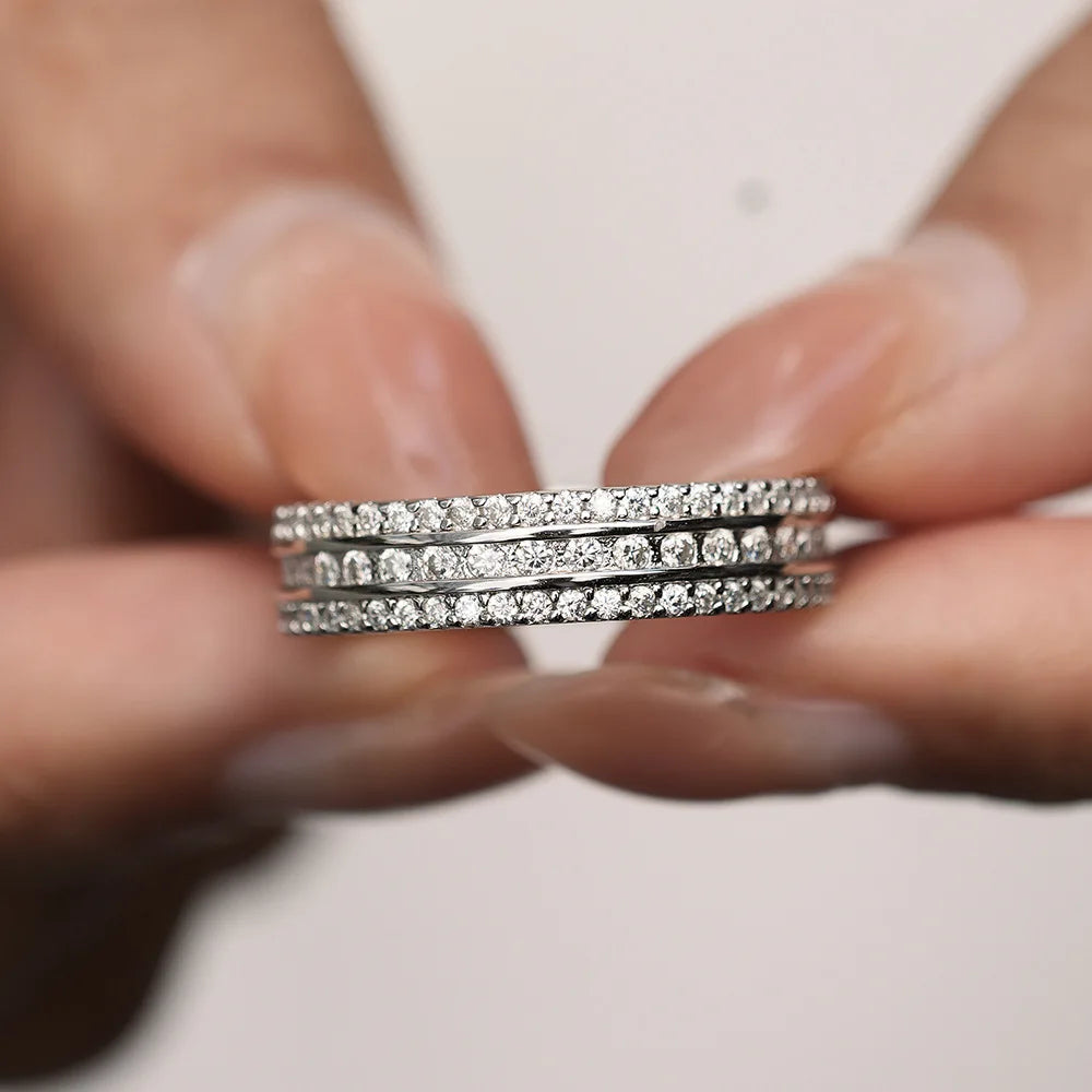 Ring aus 925er-Sterlingsilber mit Rundschliff, Moissanit, weiße Farbe, Eheringe für Damen