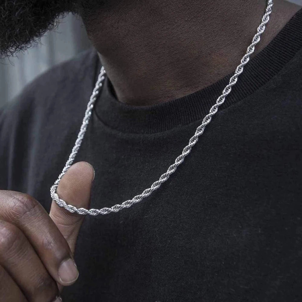 eManco Herren-Twist-Kette, schlichte Kette ohne Anhänger, einfacher Edelstahl, vergoldeter Schmuck, Party-Halsketten in verschiedenen Größen