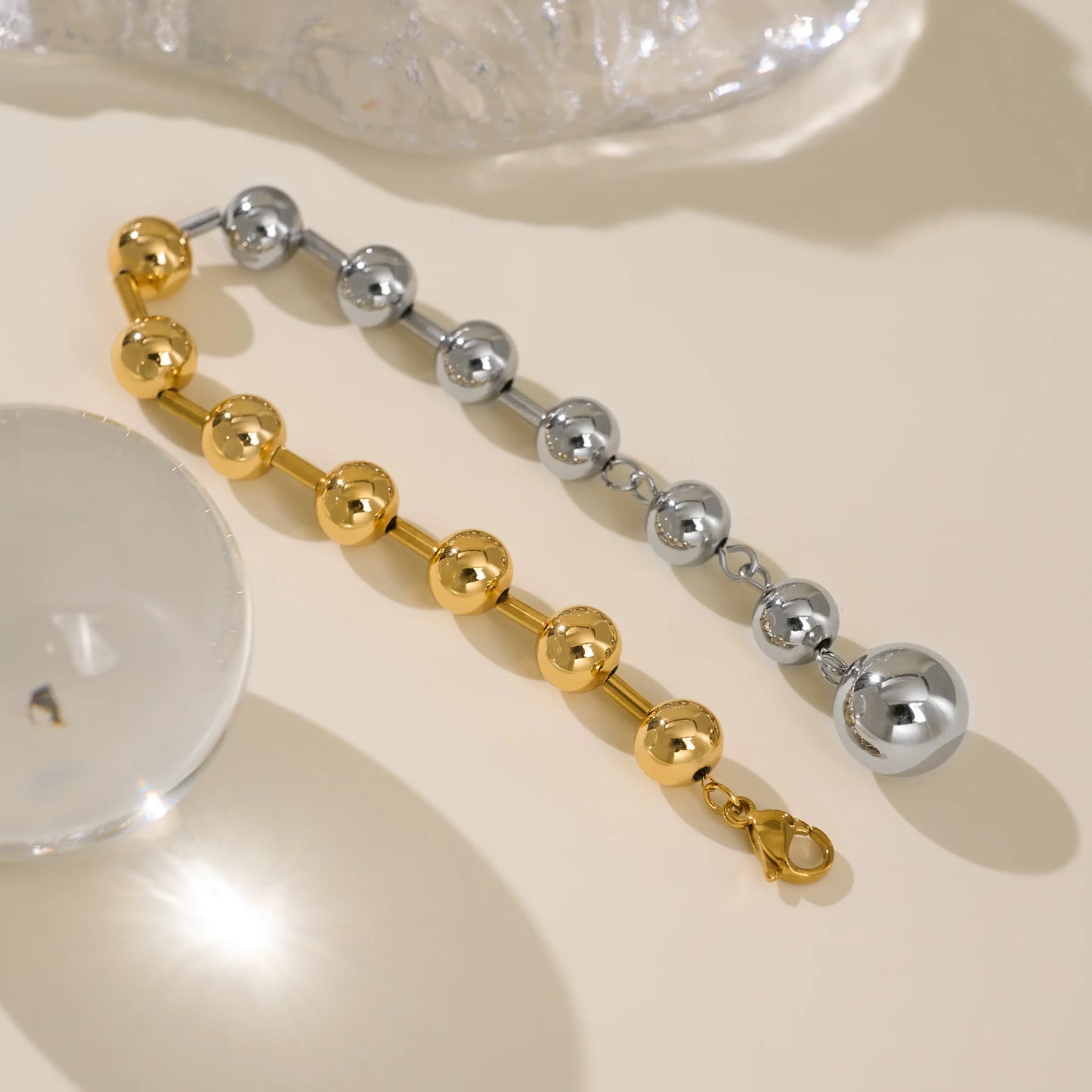 DASEIN 2025 Neue 18 k Gold Überzogene Französisch Gothic Ball Perlen Armband Edelstahl Hohe Qualität Vintage Punk Frauen Männer schmuck