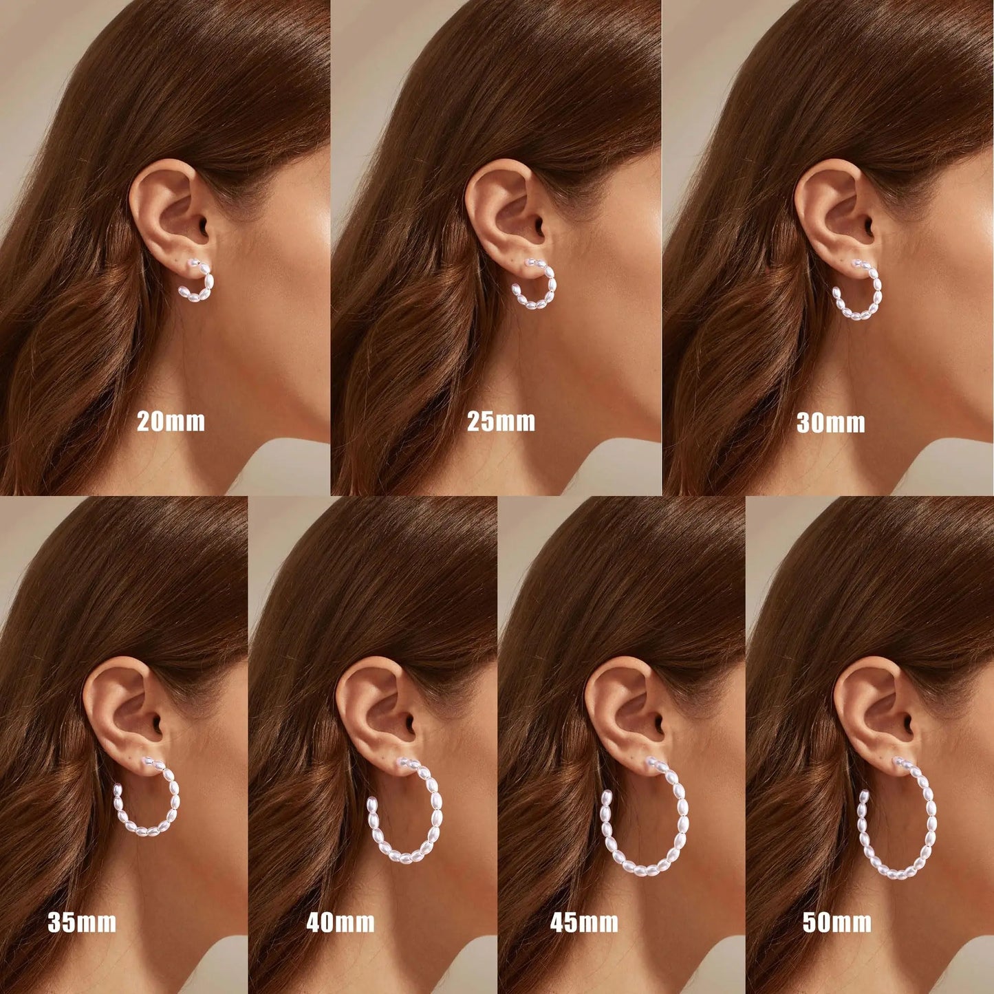 Shevalues 4 mm dicke ovale Perlen-Creolen für Damen, 925er Sterlingsilber, Nadelohrring, Schmuck, Damen-Vintage-Ohrringe als Geschenk
