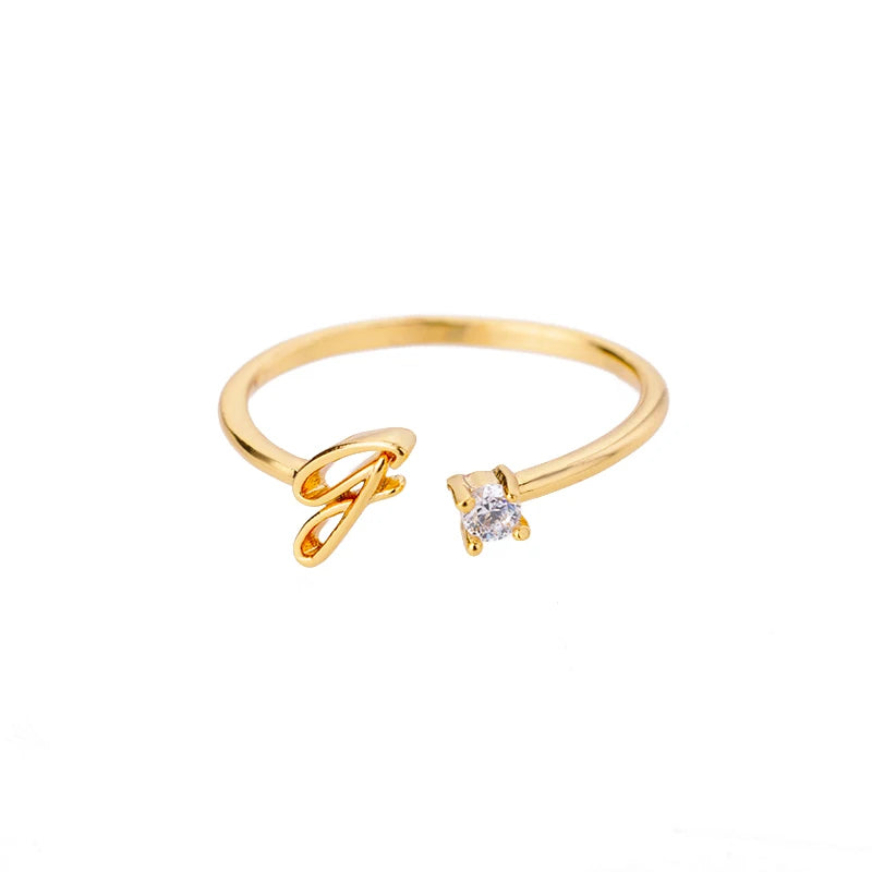 A-Z-Anfangsringe für Frauen, offen, verstellbar, Edelstahl, Ehering, 2025, Trend, Goldfarbe, Paar-Schmuck, Accessoires, Geschenk