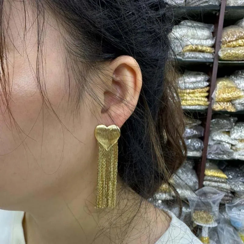 Zhukou Herz Quaste Ohr stecker für Frauen koreanischen Stil Temperament Abendessen Tropfen Ohrringe Modeschmuck Großhandel