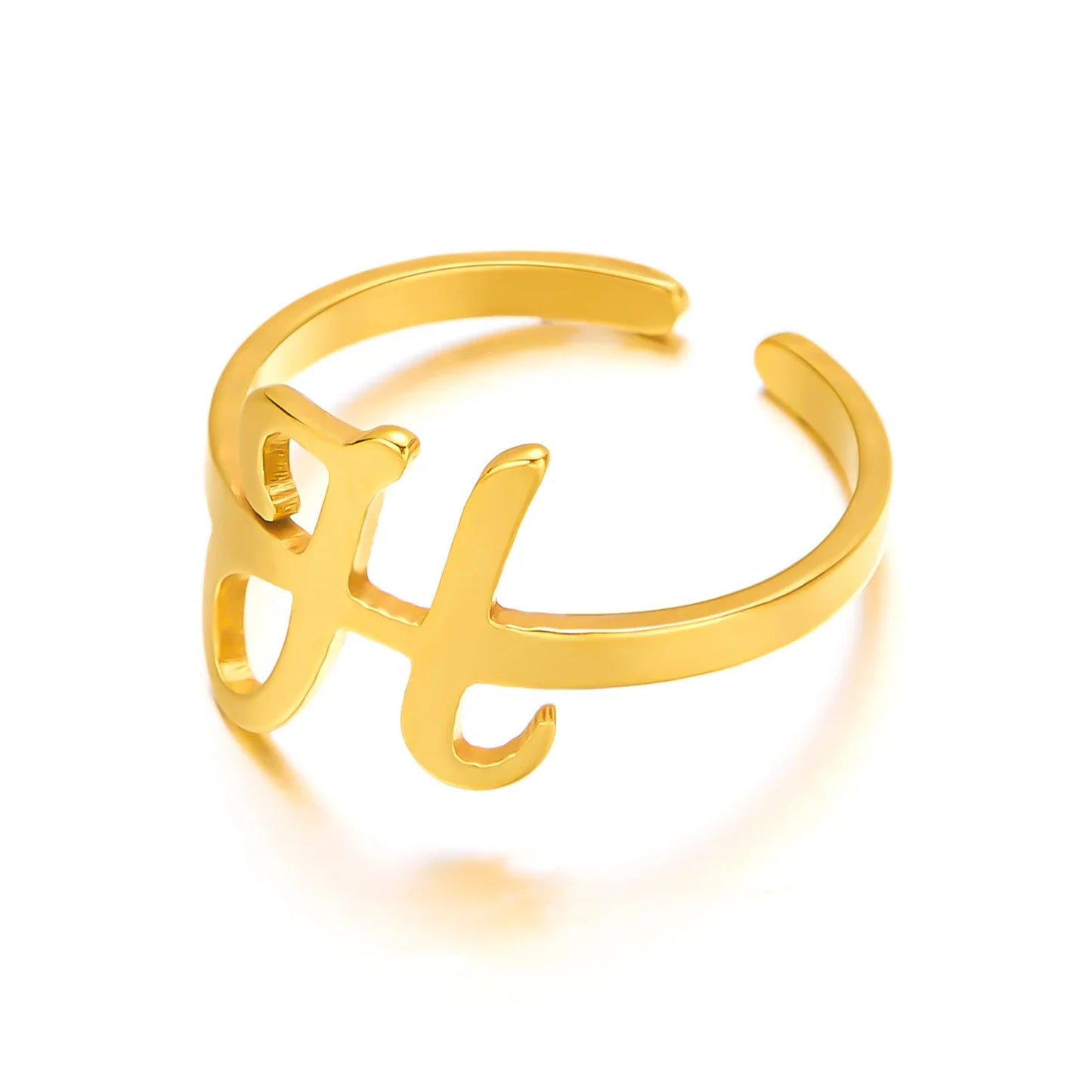 Ringe mit Anfangsbuchstaben für Damen, goldfarben, Edelstahl, A-Z, Buchstabe, verstellbarer Ring, ästhetisch, Hochzeit, Weihnachten, Schmuck, Geschenk