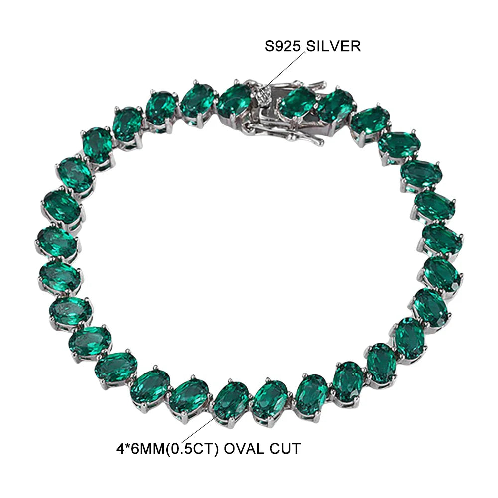 TEMGF Armband mit vollem Zambia-Grün-Edelstein, S925-Sterlingsilber, edler Schmuck für Frauen, luxuriöses Jubiläums-Überraschungsgeschenk