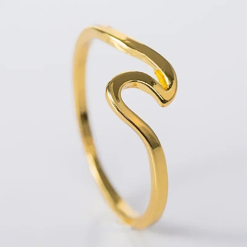 Mode Einfache Design Sea Wave Ringe Ozean Surf Edelstahl Finger Schmuck Ozean Surf Ring für Frauen Surfer Geschenk Großhandel