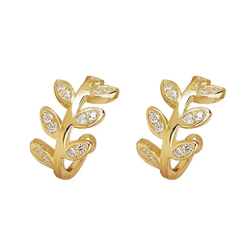 925 Sterling Silber Ohr manschette für Frauen Zirkon Clip auf Blatt Ohrringe Gold Ohr manschette ohne Piercing Ohrringe Schmuck