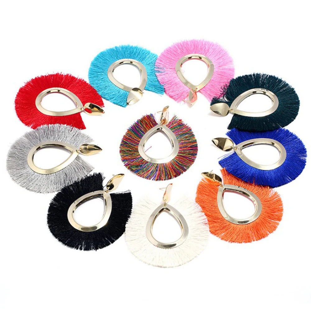 Bohemian Quaste Ohrringe Frauen Runde Große Vintage Ohrringe Ethnische Boho Quaste Lange Baumeln Ohrringe Schmuck Geschenke