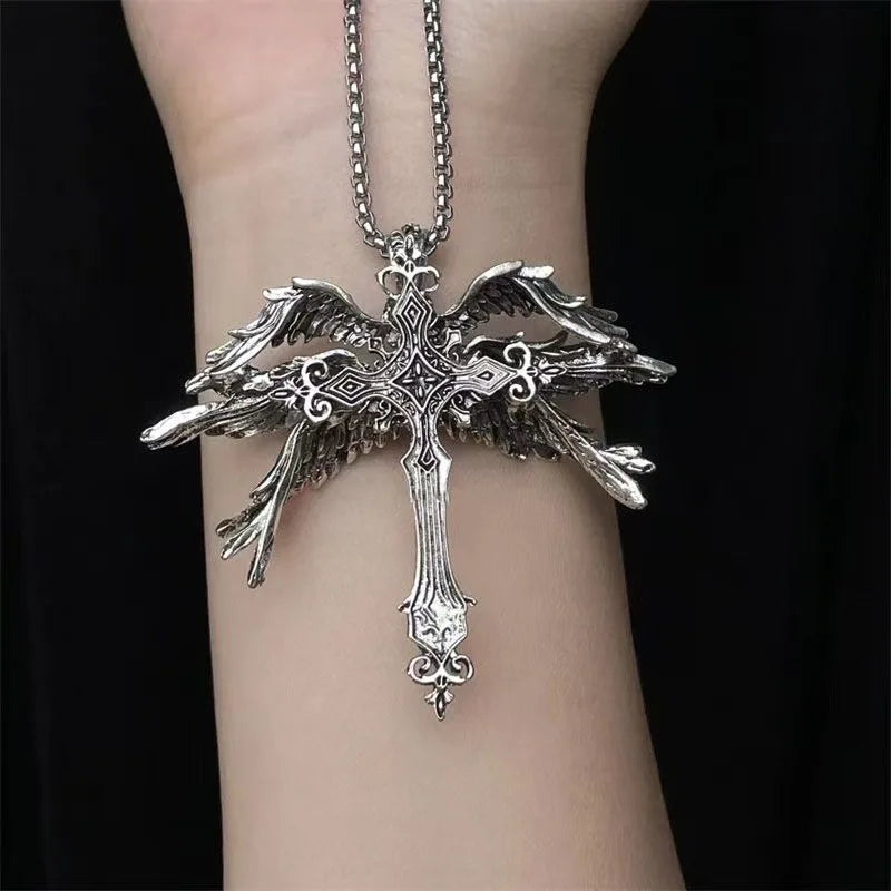 Heiße Neue Mode Retro Seraph Kreuz männer Halskette Übertrieben Mode Anhänger Zubehör