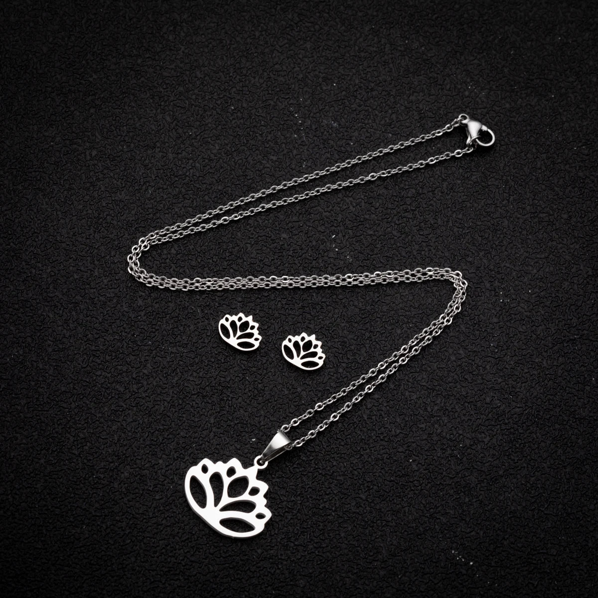Set Schmuck Edelstahl Frau Boho Vintage Monstera Blätter Blume Pflanze Diy Anhänger Charms Ohrringe Und Halskette Set
