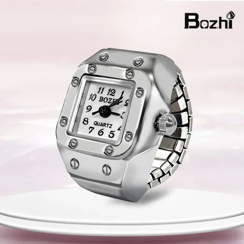 Vintage Punk Quarz Fingeruhr Ring für Frauen Männer Paar Ringe Digitale Uhren Elastische Dehnbare Finger Band Ring Schmuck Uhr