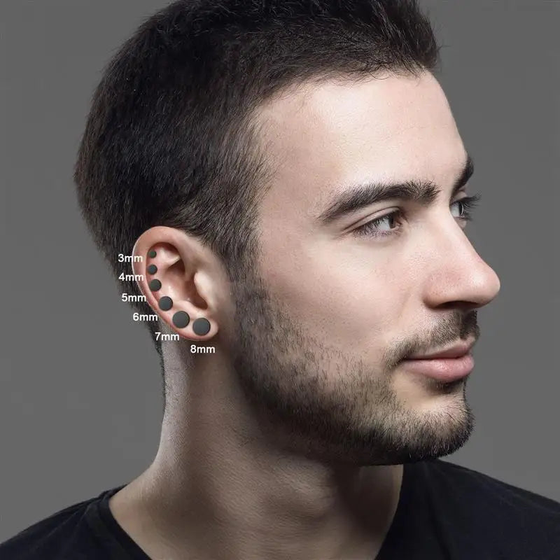 1 paar Edelstahl Runde Schwarz Ohr Studs Männer 3-8mm Punk Stud Ohrring Für Männer Push zurück Stud Ohrring Für Frauen Schmuck