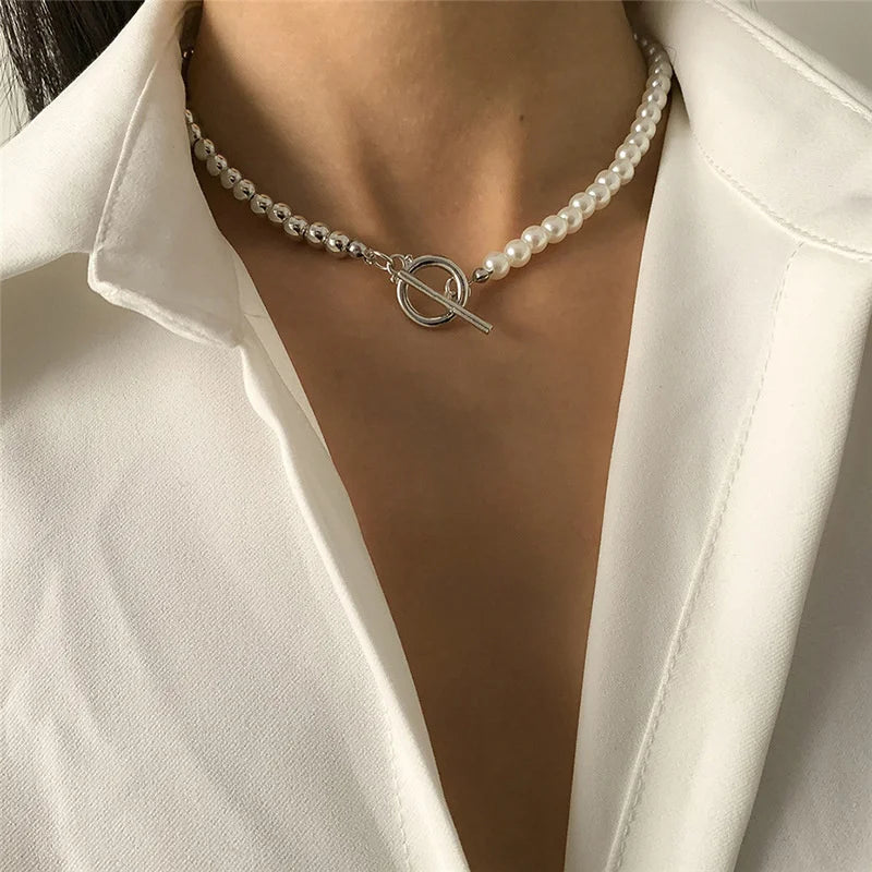 Neue Barock Perle Choker Halskette für Frauen Luxus Hochzeits feier drei schicht ige Perlen Halskette Torques Damen trend igen Schmuck Geschenk
