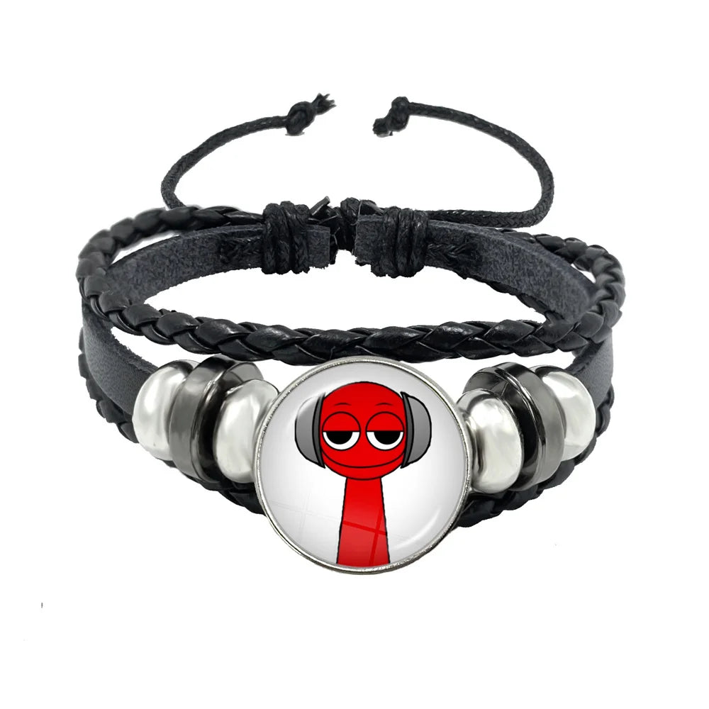 Sprunki Incredibox Anime Cartoon Charakter Leder Seil Armband Kunst Mehrschichtige geflochtene Armbänder Handgefertigte Schmuckzubehör
