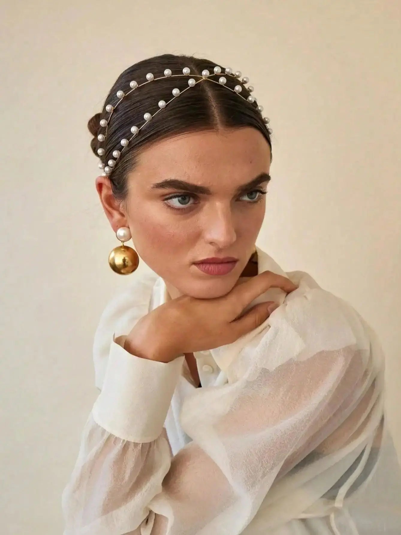 Damen Perlenkreuz Einfaches, elegantes, mehrschichtiges Legierungs-Stirnband Braut Hochzeit Stirnband Süßes Y2K-Party-Haar-Accessoire Senden Sie Freund