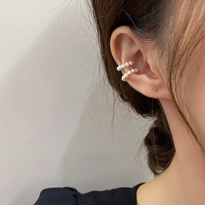 Koreanische Perle Ohr manschette Clip Ohrringe nicht durchdringende Knochen C-förmig ohne Punktion minimalist ische Ohrringe für Damen Modeschmuck