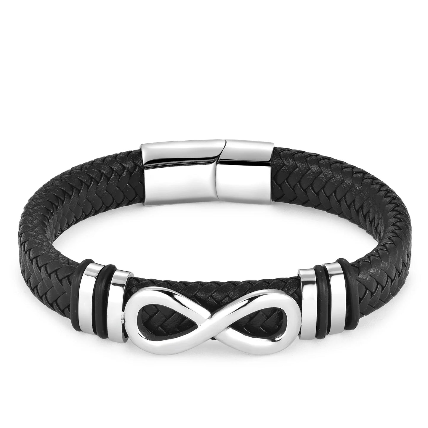 Klassisches Edelstahl-Lederarmband für Herren, Kettenarmband, Business-Charm, Schmuckzubehör für Papa und Freund