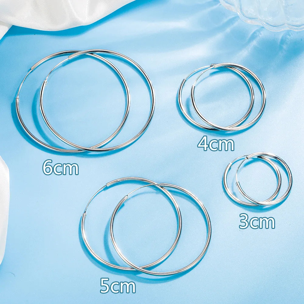 3/4/5/6 cm runde Creolen aus 925er-Sterlingsilber für Damen, Party, Luxus-Schmuck, Accessoires, 2024, Trend Argent 925-Schmuck